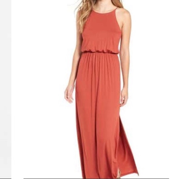 Lush high neck maxi dress rust- NWT- XS - Picture 2 of 3